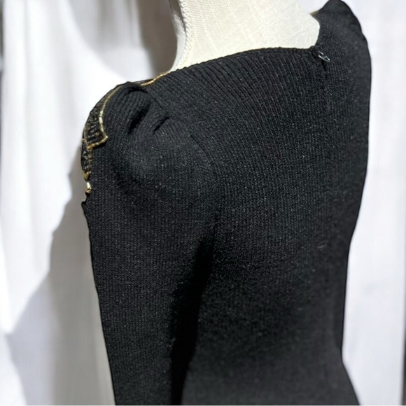 🌻VINTAGE 1980s Pat Sandler for Wellmore Black Knit Sequined Dress Tagged Size 8 - Picture 8 of 14
